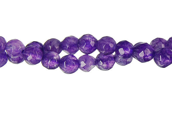 Marble (Dyed) Beads - Faceted Round (Amethyst) - 4mm - 15-inch - unbranded beads for jewelry making