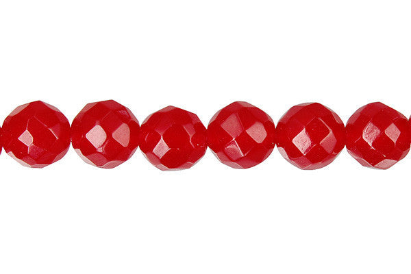 Marble (Dyed) Beads - Faceted Round (Ruby) - 8mm - 15-inch - unbranded beads for jewelry making