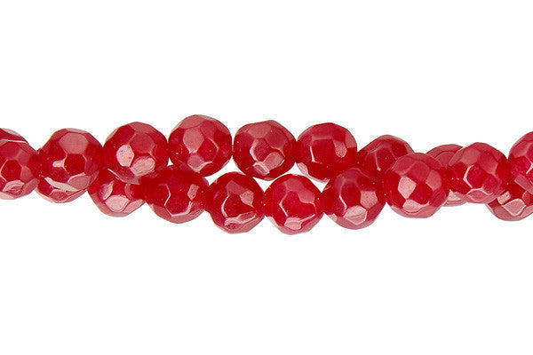 Marble (Dyed) Beads - Faceted Round (Ruby) - 6mm - 15-inch - unbranded beads for jewelry making