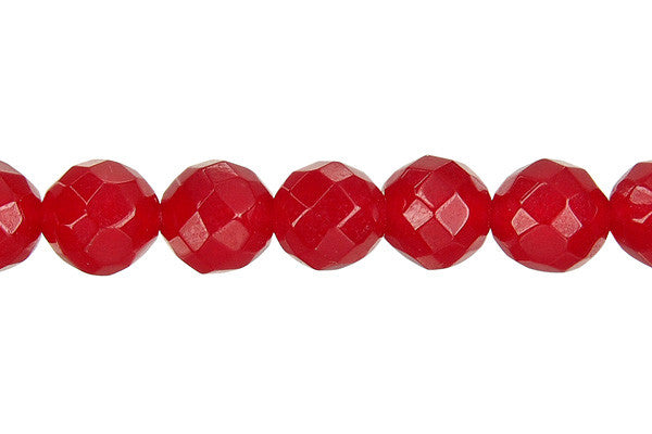 Marble (Dyed) Beads - Faceted Round (Ruby) - 10mm - 15-inch - unbranded beads for jewelry making