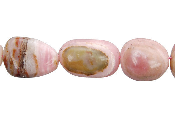 Pink Opal Beads - Smooth Nugget (B) - 18-25mm - 16-inch - unbranded beads for jewelry making
