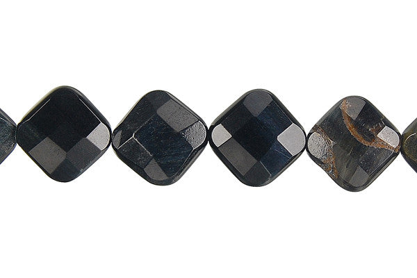 Blue Tiger's Eye Beads - Blue Tiger Eye Faceted Diamond Square - 12x12mm - 16-inch - unbranded beads for jewelry making