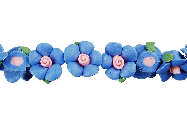Poly Clay Flower (Blue) - 10x10mm - Pack of 10 - unbranded Clay pendant for jewelry making