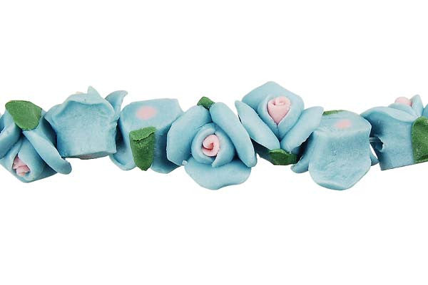 Poly Clay Flower (Aqua) - 10x10mm - Pack of 10 - unbranded Clay pendant for jewelry making