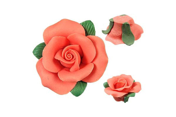 Poly Clay Flower (Orange 205) - 36x36mm - Piece - unbranded Clay pendant for jewelry making
