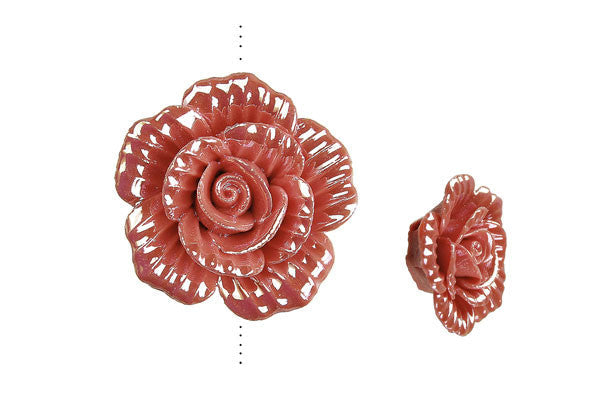 Poly Clay Flower (Ruby 075) - 26x26mm - Piece - unbranded Clay pendant for jewelry making