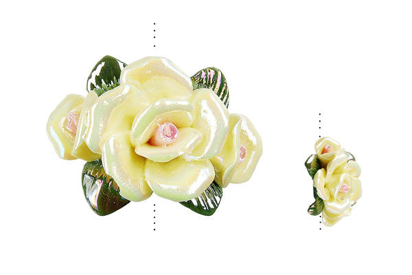 Poly Clay Flower (Yellow 074) - 34x34mm - Piece - unbranded Clay pendant for jewelry making
