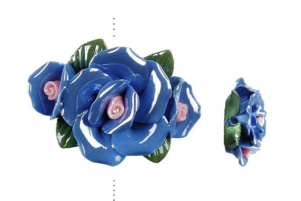 Poly Clay Flower (Blue 074) - 34x34mm - Piece - unbranded Clay pendant for jewelry making