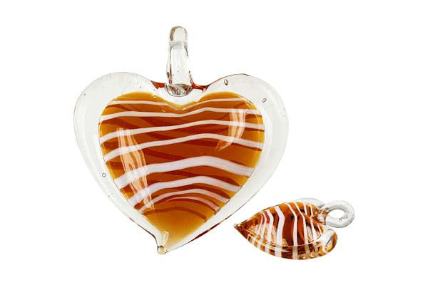 Lampwork Art Glass Flat Heart Pendants - 19 Styles