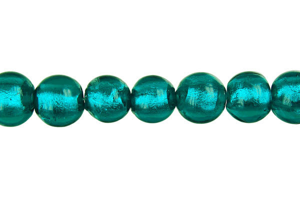 Lampwork Foil Glass Round & Coin Beads - Round - Teal - 10mm 15-inch - unbranded beads for jewelry making