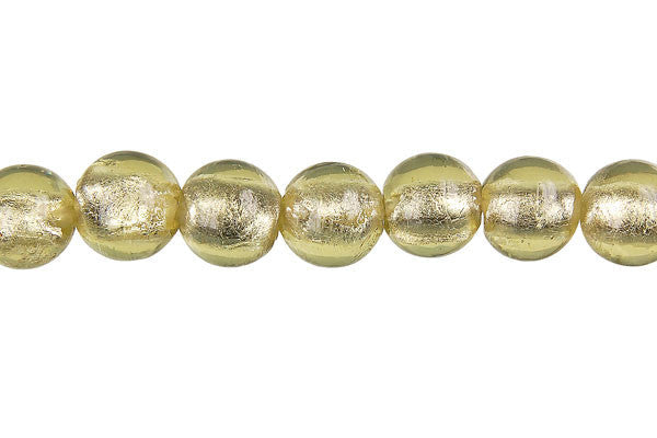 Lampwork Foil Glass Round & Coin Beads - Round - Olivine - 10mm 15-inch - unbranded beads for jewelry making