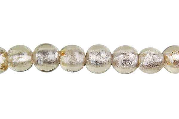Lampwork Foil Glass Round & Coin Beads - Round - Grey - 10mm 15-inch - unbranded beads for jewelry making
