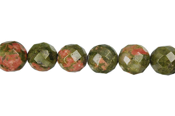 Unakite Beads - Brazil) Faceted Round - 14mm - 16-inch - unbranded beads for jewelry making