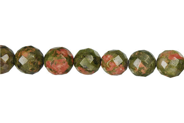 Unakite Beads - Brazil) Faceted Round - 12mm - 16-inch - unbranded beads for jewelry making