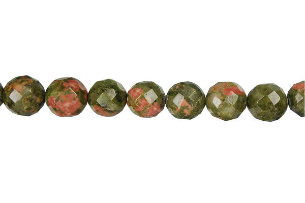 Unakite Beads - Brazil) Faceted Round - 10mm - 16-inch - unbranded beads for jewelry making