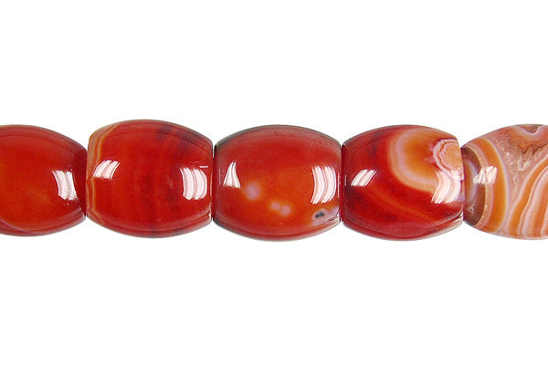 Sardonyx Beads - Red - Drum (Dark) - 10-16mm - 14-15-inch - unbranded beads for jewelry making