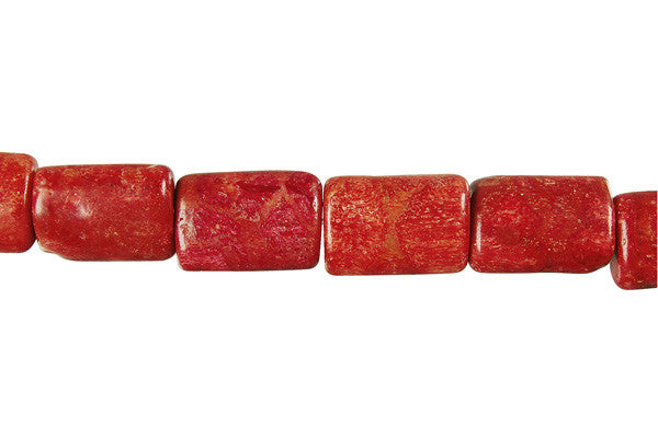 Red Sponge Coral Beads - Puffy Rectangle - 13x18mm - 16-inch - unbranded beads for jewelry making