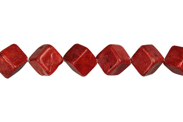 Red Sponge Coral Beads - Cube (Corner Drilled) - 10x10mm - 16-inch - unbranded beads for jewelry making