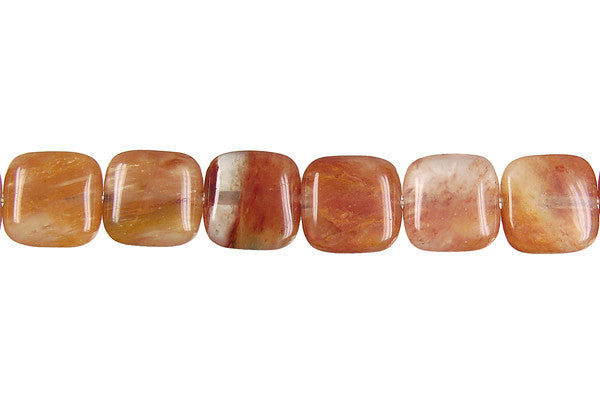 Rutilated Quartz Beads - Red Rutilated Quartz Square - 10x10mm - 16-inch - unbranded beads for jewelry making