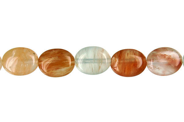 Rutilated Quartz Beads - Red Rutilated Quartz Flat Oval - 8x10mm - 16-inch - unbranded beads for jewelry making