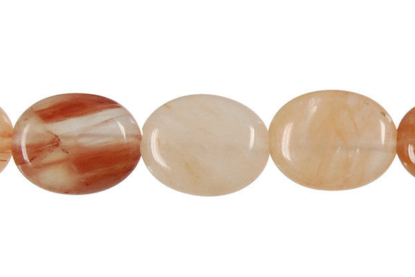 Rutilated Quartz Beads - Red Rutilated Quartz Flat Oval - 10x14mm - 16-inch - unbranded beads for jewelry making