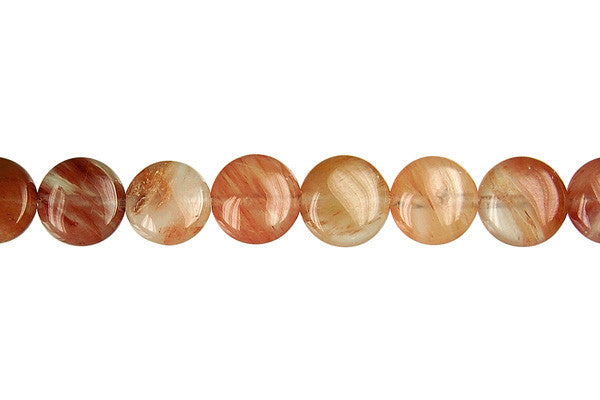 Rutilated Quartz Beads - Red Rutilated Quartz Coin - 8x8mm - 16-inch - unbranded beads for jewelry making