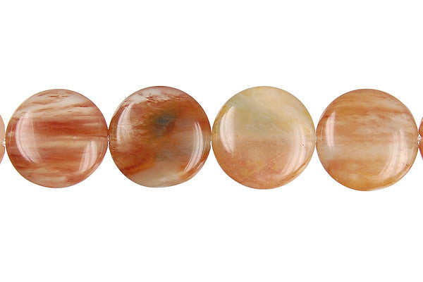 Rutilated Quartz Beads - Red Rutilated Quartz Coin - 15x15mm - 16-inch - unbranded beads for jewelry making