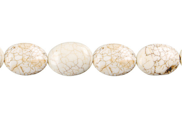 Howlite Beads - Gray Matrix) Flat Oval - 15x20mm - 16-inch - unbranded beads for jewelry making