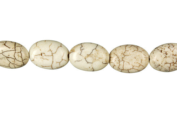 Howlite Beads - Gray Matrix) Flat Oval - 13x18mm - 16-inch - unbranded beads for jewelry making