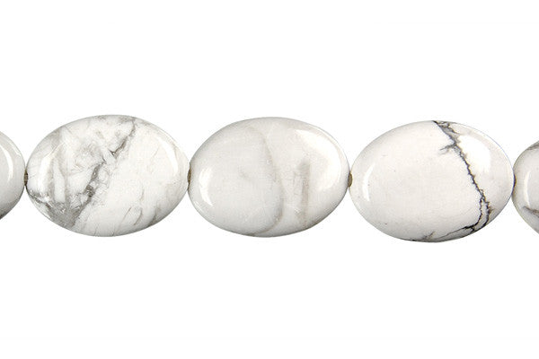 Howlite Beads - Flat Oval - 13x18mm - 16-inch - unbranded beads for jewelry making