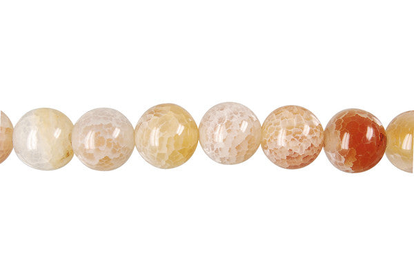 Fire Crackle Agate Beads - Pink) Round - 12mm - 14-15-inch - unbranded beads for jewelry making