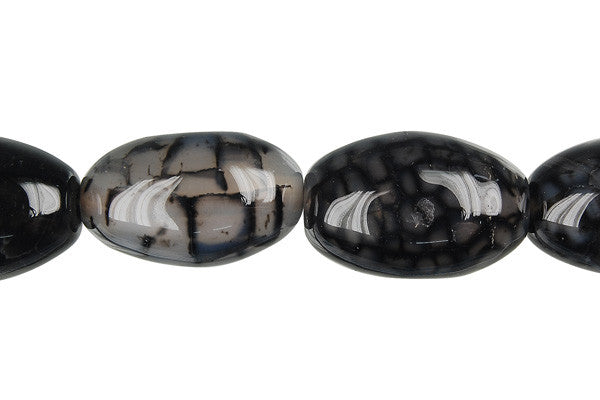 Dragon Vein Agate Beads - Black) Rice - 16x25mm - 14-15-inch - unbranded beads for jewelry making