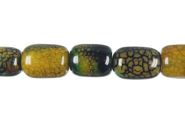 Dragon Vein Agate Beads - Drum (Green) - 12-18mm - 14-15-inch - unbranded beads for jewelry making