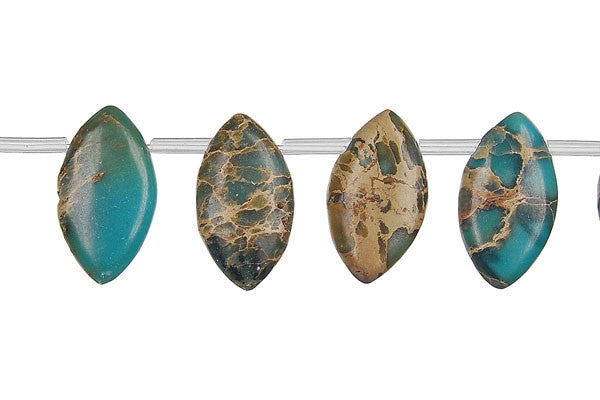 Aqua Terra Jasper Beads - Green) Marquise - 10x18mm - 16-inch - unbranded beads for jewelry making