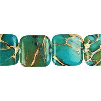 Aqua Terra Jasper Beads - Green) Flat Square - 16x16mm - 16-inch - unbranded beads for jewelry making
