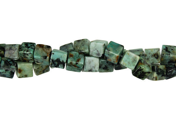 African Turquoise Beads - Cube - 6x6mm - 16-inch - unbranded beads for jewelry making