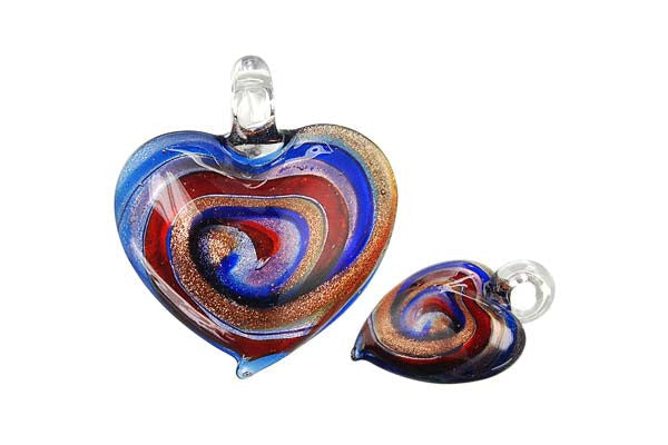 Lampwork Art Glass Heart Pendants - 46 Styles