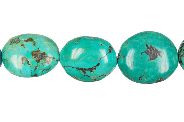 Turquoise Beads - Stabilized) Smooth Nugget - 18x25mm - 16-inch - unbranded beads for jewelry making