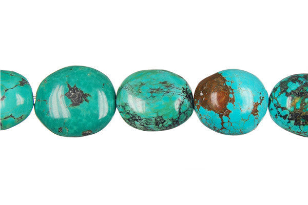 Turquoise Beads - Stabilized) Smooth Nugget - 15x20mm - 16-inch - unbranded beads for jewelry making