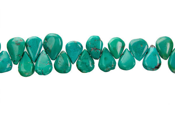 Turquoise Beads - Stabilized) Flat Briolette - 8-12mm - 16-inch - unbranded beads for jewelry making