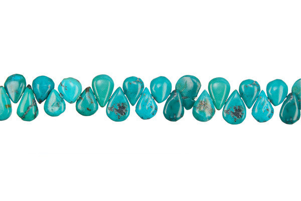 Turquoise Beads - Stabilized) Flat Briolette - 6-12mm - 16-inch - unbranded beads for jewelry making
