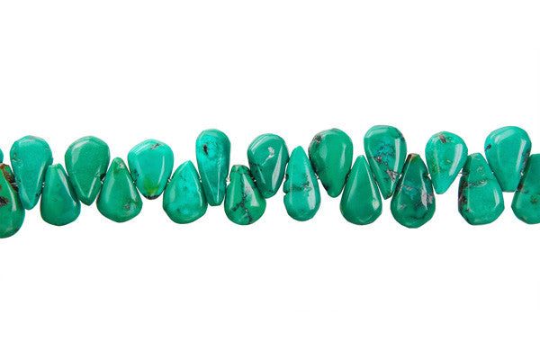 Turquoise Beads - Stabilized) Flat Briolette - 5-10mm - 16-inch - unbranded beads for jewelry making