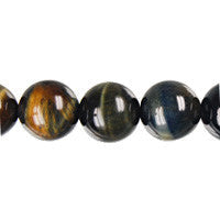 Multi-Color Tiger's Eye Beads - Yellow and Blue) Round - 14mm - 16-inch - unbranded beads for jewelry making