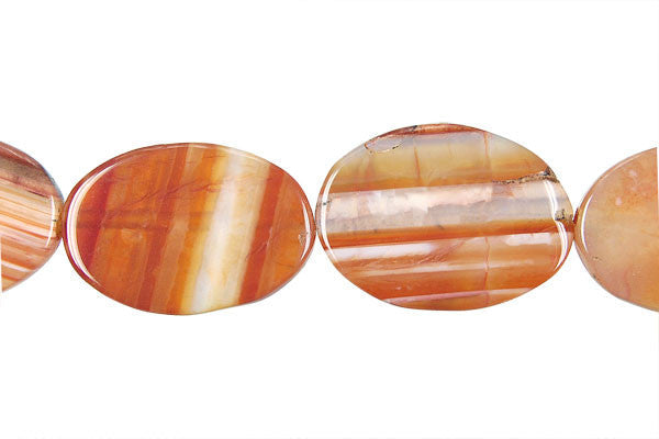 Sardonyx Beads - Red - Flat Oval - 22x30mm - 14-15-inch - unbranded beads for jewelry making