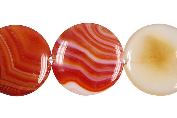 Sardonyx Beads - Red - Coin (A) - 25x25mm - 16-inch - unbranded beads for jewelry making
