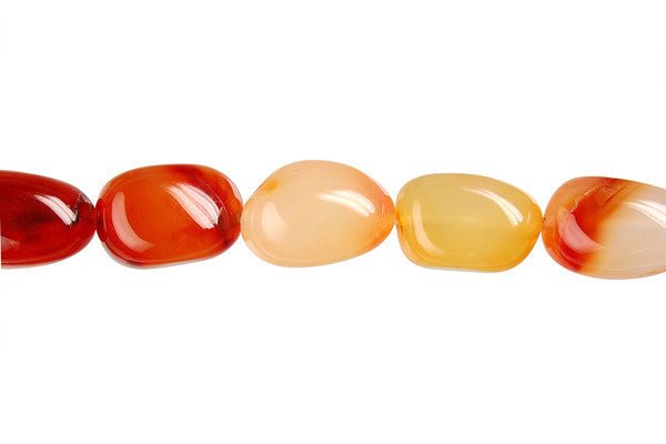 Red Agate Beads - Smooth Nugget - 12x18mm - 16-inch - unbranded beads for jewelry making