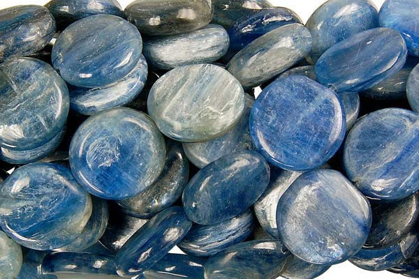 Kyanite Beads - Coin (A) - 14x14mm - 16-inch - unbranded beads for jewelry making