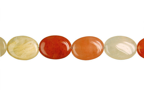 India Red Aventurine Beads - Flat Oval - 12x16mm - 16-inch - unbranded beads for jewelry making