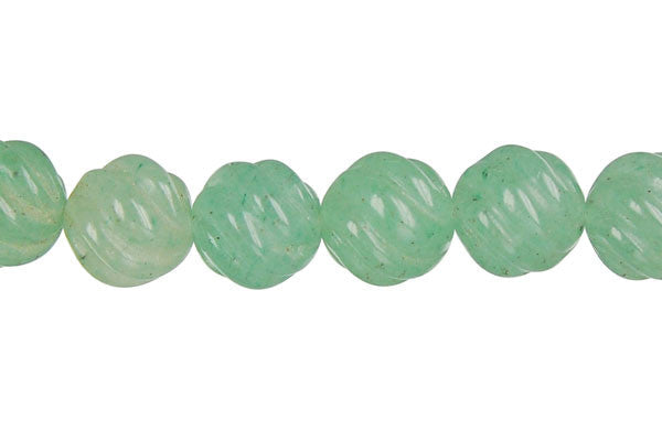 Green Aventurine Beads - Carved Wave (Round) - 10mm - 16-inch - unbranded beads for jewelry making
