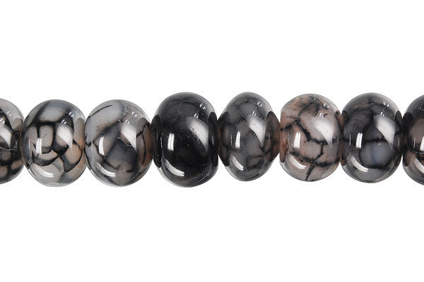 Dragon Vein Agate Beads - Black) Rondelle - 10x14mm - 14-15-inch - unbranded beads for jewelry making